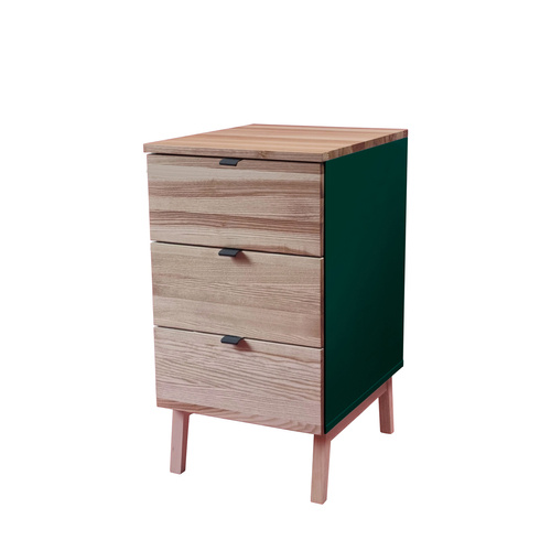 LUKA 3-Drawer Desk Cabinet W41xD50cm Ash Top Sea Green