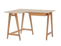 LUKA Corner Desk W115cm x D85cm Brown Beige Oak Left Side