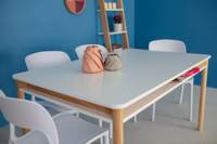 ZEEN Dining Table with Shelf 140x90x75cm Gentle Blue