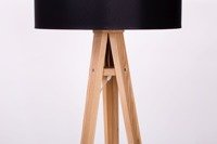 WANDA Eschenholz Stehlampe 45x140cm - Schwarz Lampenschirm / Gelb