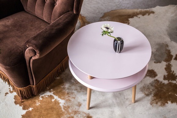 UFO Coffee Table diam. 57cm x H 45cm - Dusky Pink/White Legs