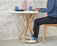 JUBI Table ronde demi lune extensible 100cm Jaune Genët