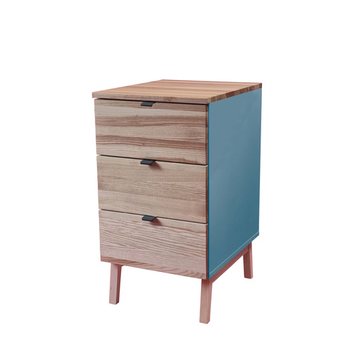 LUKA 3-Drawer Desk Cabinet W41xD50cm Ash Top Gentle Blue