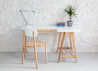 LUKA Corner Desk W115cm x D85cm Gentle Blue Oak Right Side