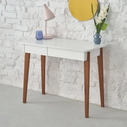 Bureau d'écriture Coiffeuse MeWise 90x48cm Chêne Bleu Doux