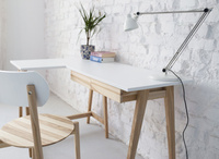 LUKA Ashwood Corner Desk W 135cm x D 85cm / Petrol Blue Left Side