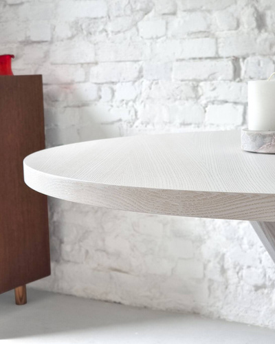 JUBI Halve Ovale Eettafel 90x90cm Wit Essenhout