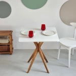 Table à manger carrée JUBI 70cm x 70cm  Blanc Frêne