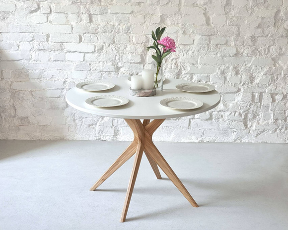 JUBI BOLD Table à Manger Ronde 100cm Bleu Doux