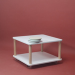 ASHME Coffee Table with Wheels 64x64cm Beaver Brown