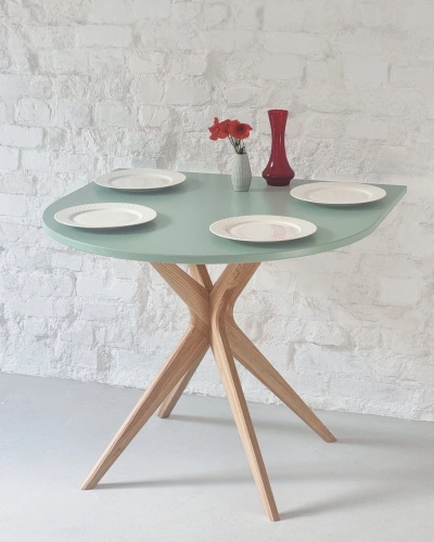 Table Demi Ovale en Bois JUBI 90x90cm Noyer Graphite