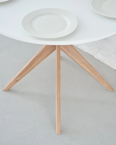 Klein Halb Ovaler Esstisch JUBI 90x90cm Eiche Helle Minze