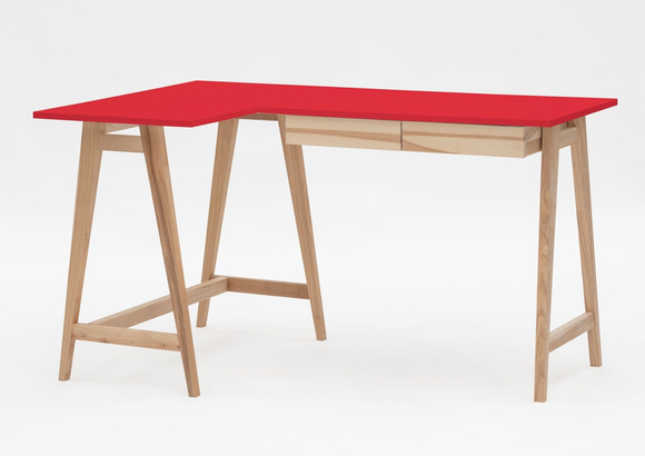 LUKA Eckschreibtisch B 135 cm x T 85 cm / Rot Linke Seite
